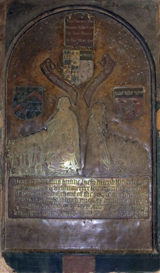 Monumental brass of Nicholas Leveson and Dionyse (Bodley) Leveson