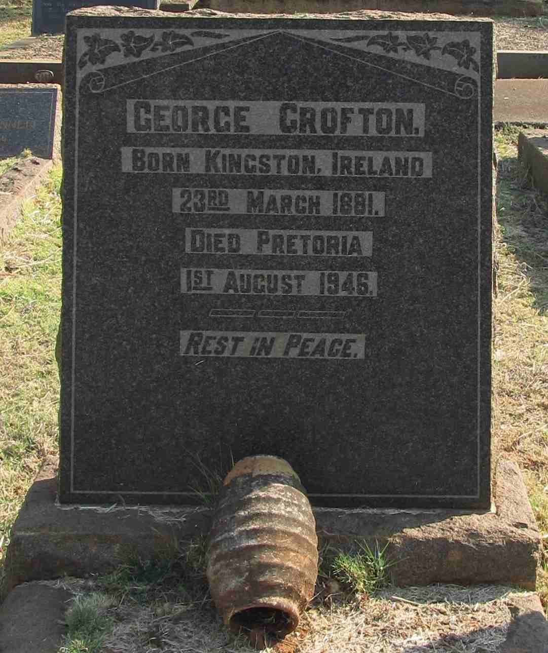 Headstone of George Crofton