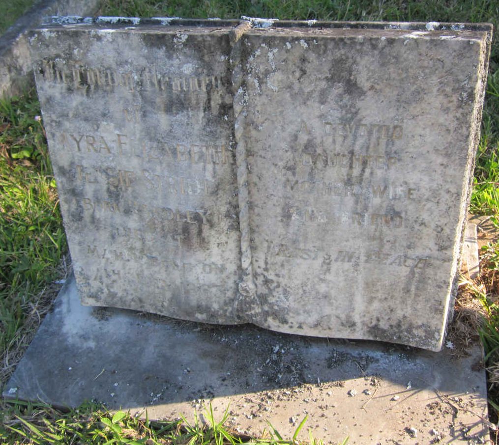 Gravestone of Myra Elizabeth Jessie (Handley) Stride