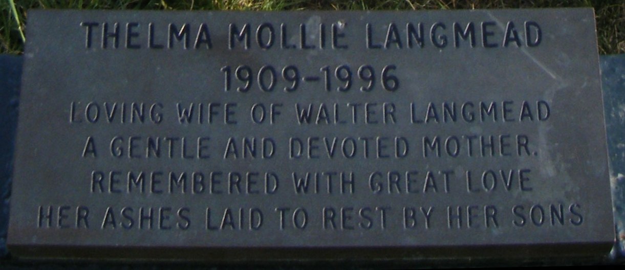 Memorial to Thelma Mollie (Mason) Langmead