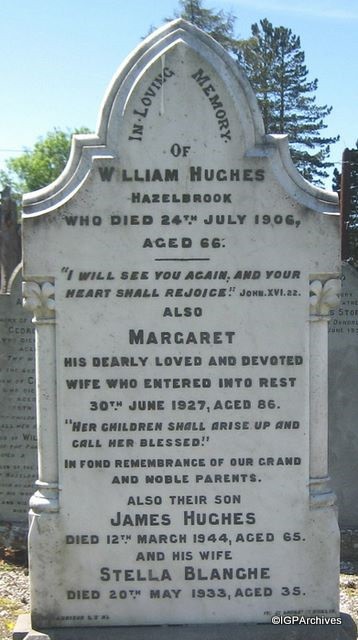 Headstone of Estelle Blanche (Porter) Hughes and James Hughes