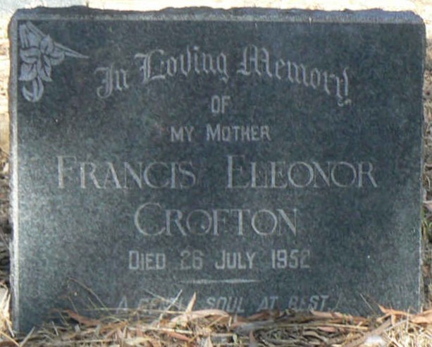 Headstone of Frances Eleanor (Smith) Crofton