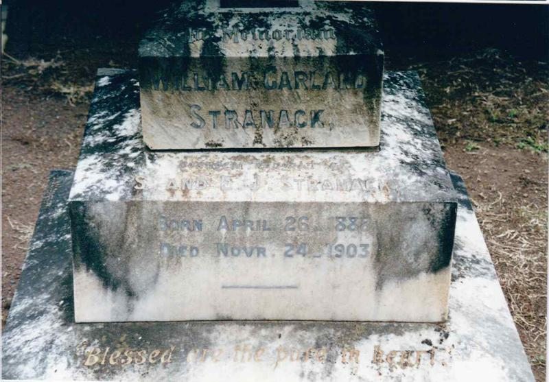 Headstone of William Garland Stranack and Josephine Stranack