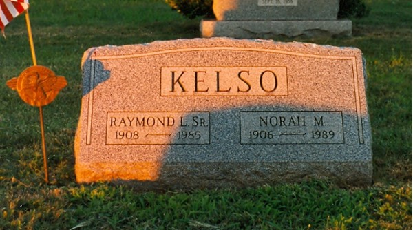 Headstone of Norah Marguerite (Walpole) Kelso and Raymond L. Kelso