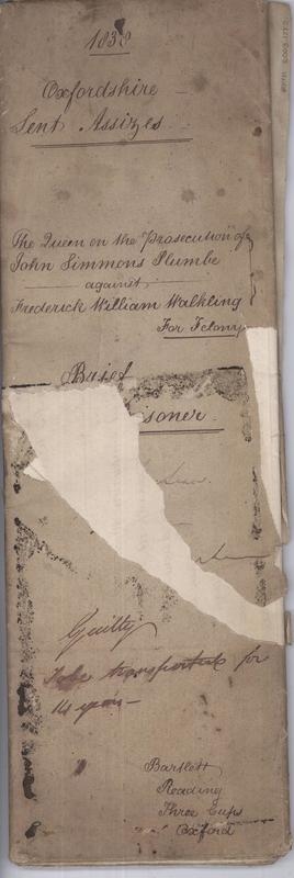 Prosecution of John Simmons Plumbe against Frederick William Walking for Felony