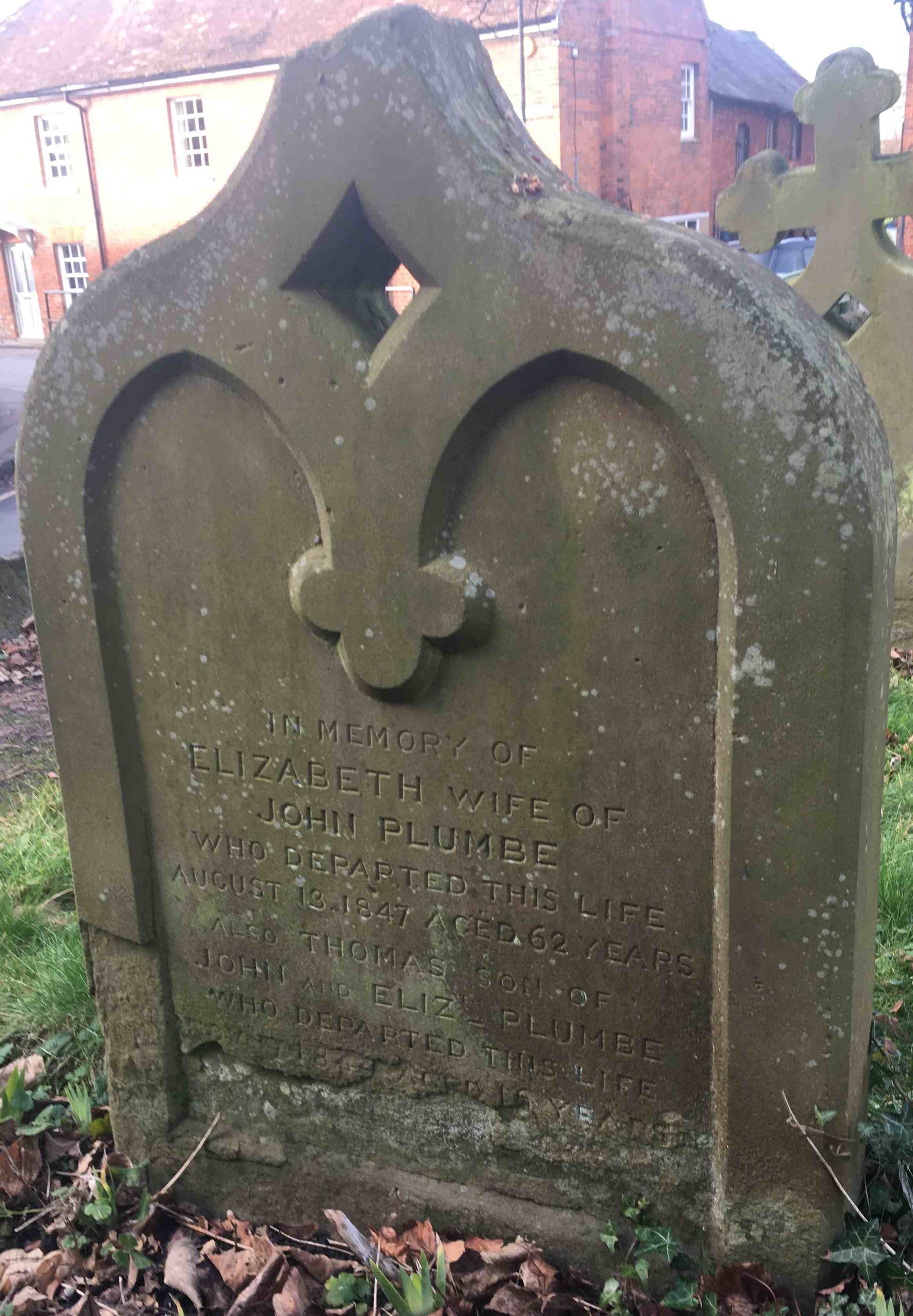 Gravestone of Elizabeth (Neate) Plumbe and Thomas Plumbe