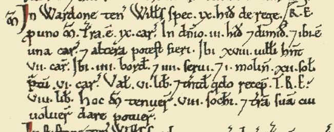 Entry for William Spec in Domesday book